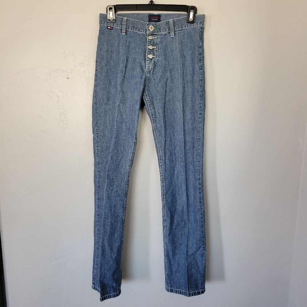 Tommy Jeans Vintage Jeans 4 Button Fly Sz 3 Light Wash No Back Pockets 90s Y2K